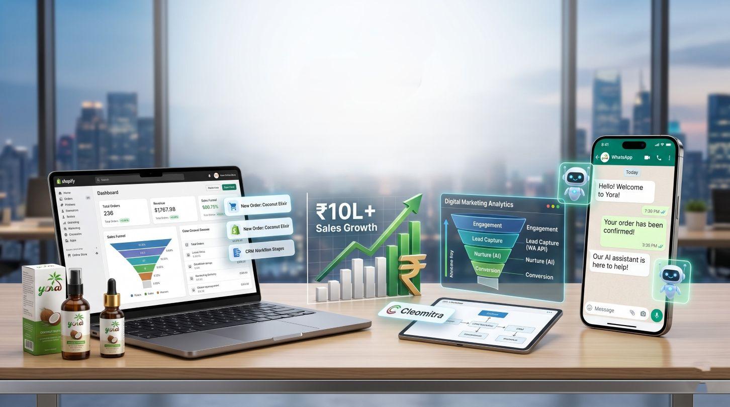 How Yora Generated ₹10L+ in Sales by Connecting Shopify with WhatsApp API and Using AI via Cleomitra