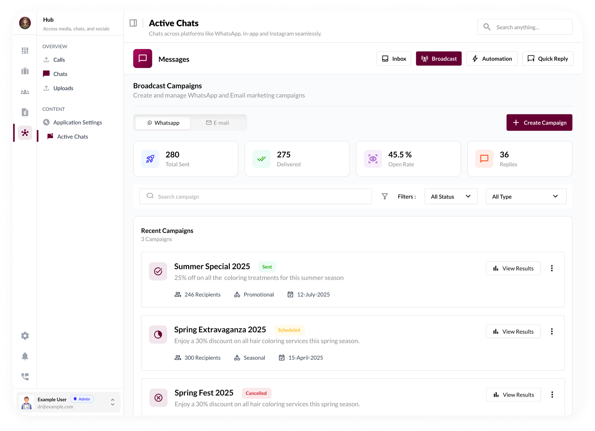Marketing & Messaging feature: Real-Time Campaign Insights