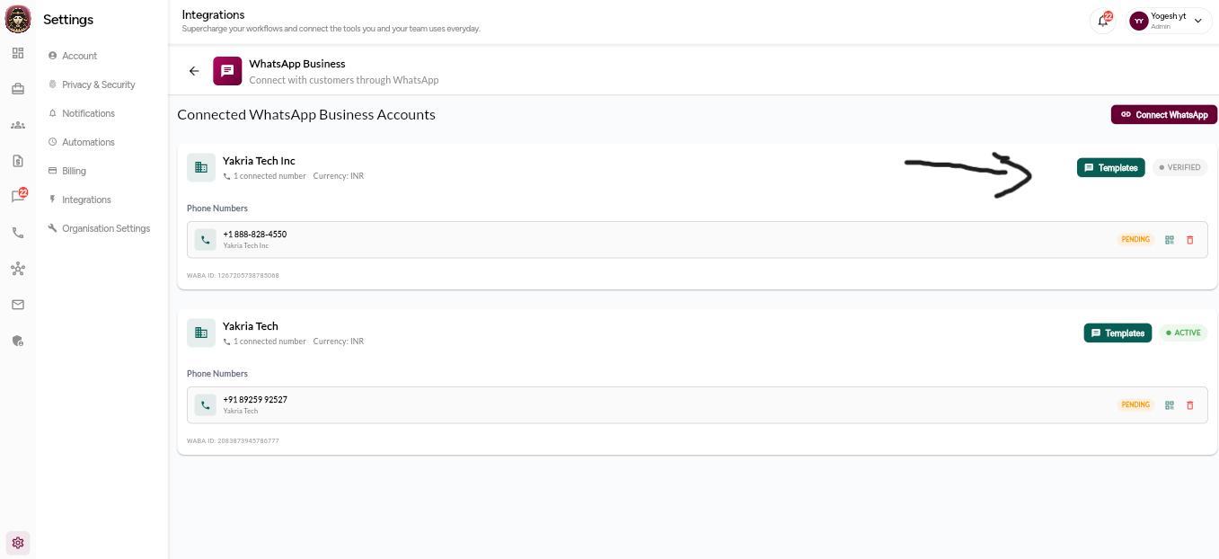 Create WhatsApp Message Templates
